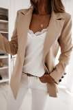 Elegant Solid Split Joint Buttons Turn-back Collar Outerwear