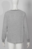 Casual Patchwork Buckle Contrast O Neck Tops