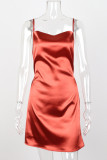 Fashion Street Solid Spaghetti Strap A Line Dresses