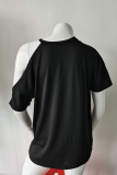 Casual Solid Split Joint Asymmetrical Collar T-Shirts