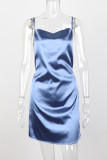 Fashion Street Solid Spaghetti Strap A Line Dresses