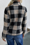 Fashion Street Adult Polyester Plaid Split Joint Buttons Mandarin Collar Outerwear