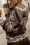 Fashion Casual Print Split Joint V Neck Tops