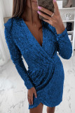 Fashion Street Solid Split Joint V Neck Pencil Skirt Dresses