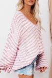 Casual Striped Basic V Neck Tops Sweater