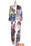 Fashion Vacation Print Split Joint Swimwears Cover Up