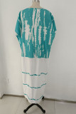 Fashion Casual Print Split Joint O Neck Straight Dresses