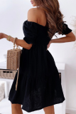 Casual Elegant Solid Split Joint Flounce Off the Shoulder A Line Dresses
