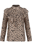 Fashion Casual Polka Dot Split Joint O Neck Tops