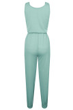 Fashion Casual Solid Frenulum O Neck Straight Jumpsuits