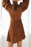 Fashion Casual Solid Split Joint V Neck A Line Dresses