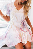 Fashion Street Tie Dye V Neck A Line Dresses