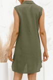 Fashion Casual Solid Split Joint Turndown Collar Irregular Dresses