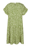 Fashion Street Print Flounce O Neck Printed Dress Dresses