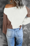 Street Color Lump Basic O Neck Tops