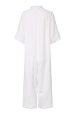 Fashion Casual Solid Turndown Collar Loose Jumpsuits