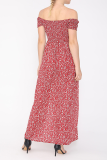 Fashion Elegant Floral Slit Off the Shoulder A Line Dresses