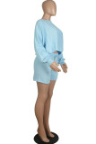 Fashion Casual Solid Split Joint O Neck Long Sleeve Two Pieces