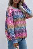 Casual Tie Dye Basic O Neck Tops Sweater