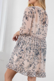 Fashion Elegant Floral Buckle Flounce O Neck A Line Dresses