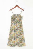 Fashion Street Print Split Joint Spaghetti Strap A Line Dresses