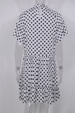 Fashion Casual Dot Split Joint O Neck A Line Dresses