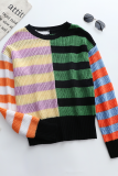 Casual Plaid Split Joint O Neck Tops Sweater
