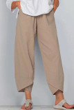 Fashion Casual Solid Pocket Loose High Waist Pencil Bottoms