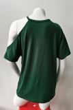 Casual Solid Split Joint Asymmetrical Collar T-Shirts
