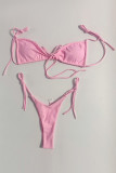 Fashion Simplicity Solid Frenulum Swimwears