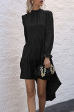 Fashion Celebrities Solid Split Joint O Neck Irregular Dresses