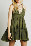 Fashion Street Polka Dot Split Joint V Neck Irregular Dresses