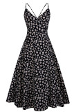Fashion Casual Print Split Joint V Neck A Line Dresses