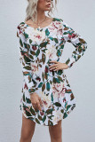 Fashion Casual Print O Neck A Line Dresses