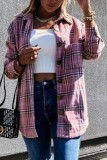 Fashion Sweet Adult Plaid Patchwork Split Joint Cardigan Turndown Collar Tops