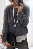 Fashion Casual Solid Split Joint Hooded Collar Tops