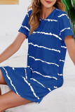 Fashion Casual Striped Split Joint O Neck A Line Dresses