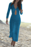 Fashion Vacation Solid Hollowed Out Swimwears Cover Up
