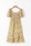 Elegant Floral High Opening Square Collar A Line Dresses