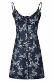 Fashion Street Print Split Joint V Neck A Line Dresses