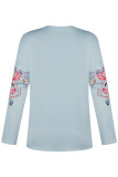 Fashion Street Print Split Joint Mandarin Collar Tops