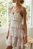 Fashion Bohemian Print Split Joint Spaghetti Strap Beach Dresses
