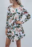 Fashion Casual Print O Neck A Line Dresses