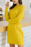 Fashion Daily Adult Solid O Neck Long Sleeve Knee Length Long Sleeve Dress Dresses