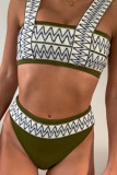 Fashion Simplicity Print Split Joint Swimwears