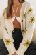 Casual Print Buckle V Neck Tops Sweater
