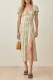 Elegant Print Floral High Opening Fold Square Collar Dresses