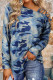 Fashion Casual Camouflage Print Split Joint Oblique Collar T-Shirts