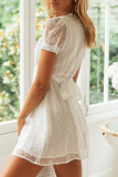 Fashion Street Solid Split Joint V Neck A Line Dresses