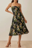 Fashion Elegant Floral Split Joint Backless Strapless Waist Skirt Dresses